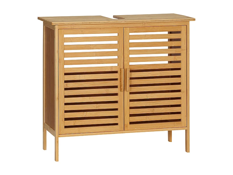 Armario de baño madera natural 66x29x61.5 cm kleankin