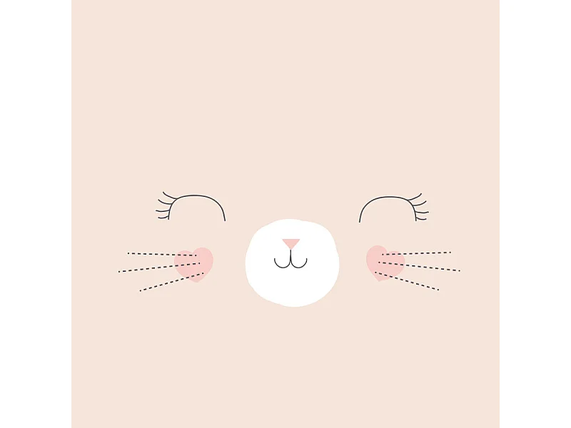 Parure de couette 140 x 200 "Chat" Réversible 100% Coton / 57 Fils/cm²