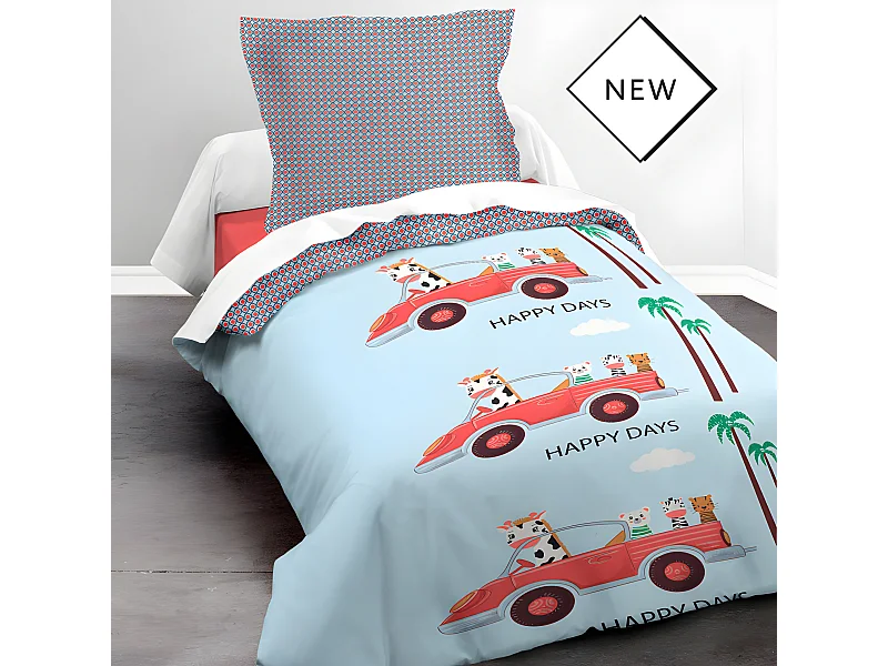Parure de couette 140 x 200 "Nice Days" 100% Coton / 57 Fils/cm2