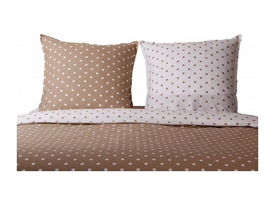 Parure de couette Pois Capuccino - 100% Coton / 57 Fils/cm²