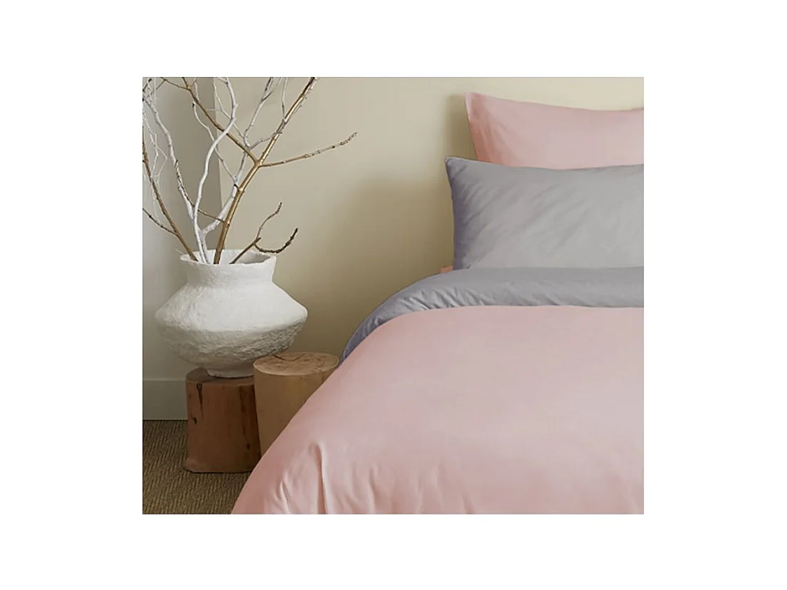 Pack complet 6 pièces Rose/Gris réversible housse de couette pour lit 160 x 200 cm