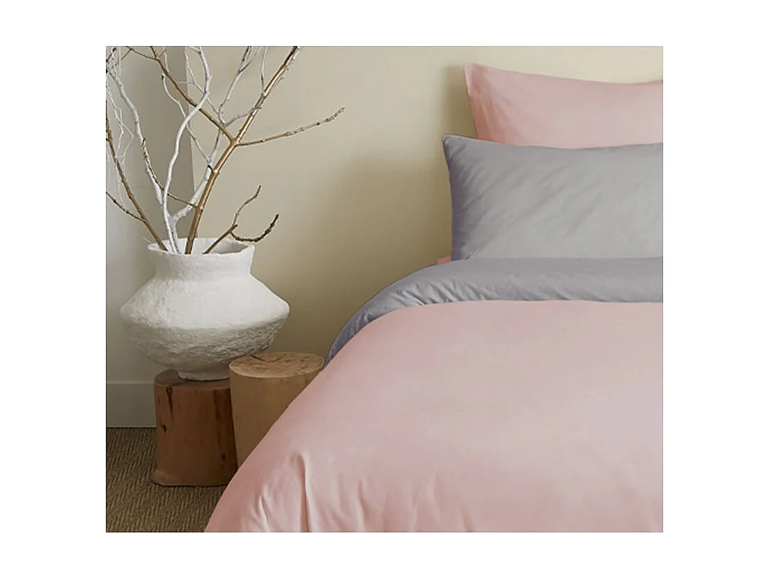 Pack complet 6 pièces Rose/Gris réversible housse de couette pour lit 160 x 200 cm