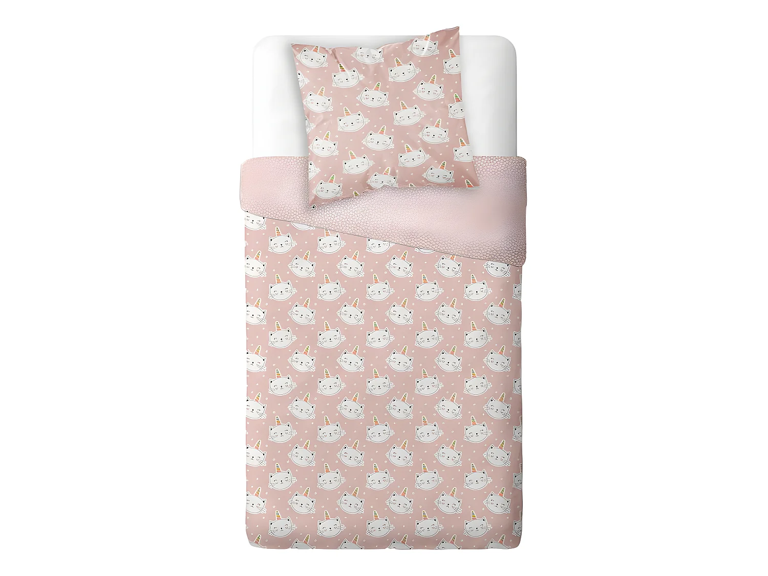 Parure De Couette 140 X 200 "poopy Rose" 100% Coton / 57 Fils/cm²
