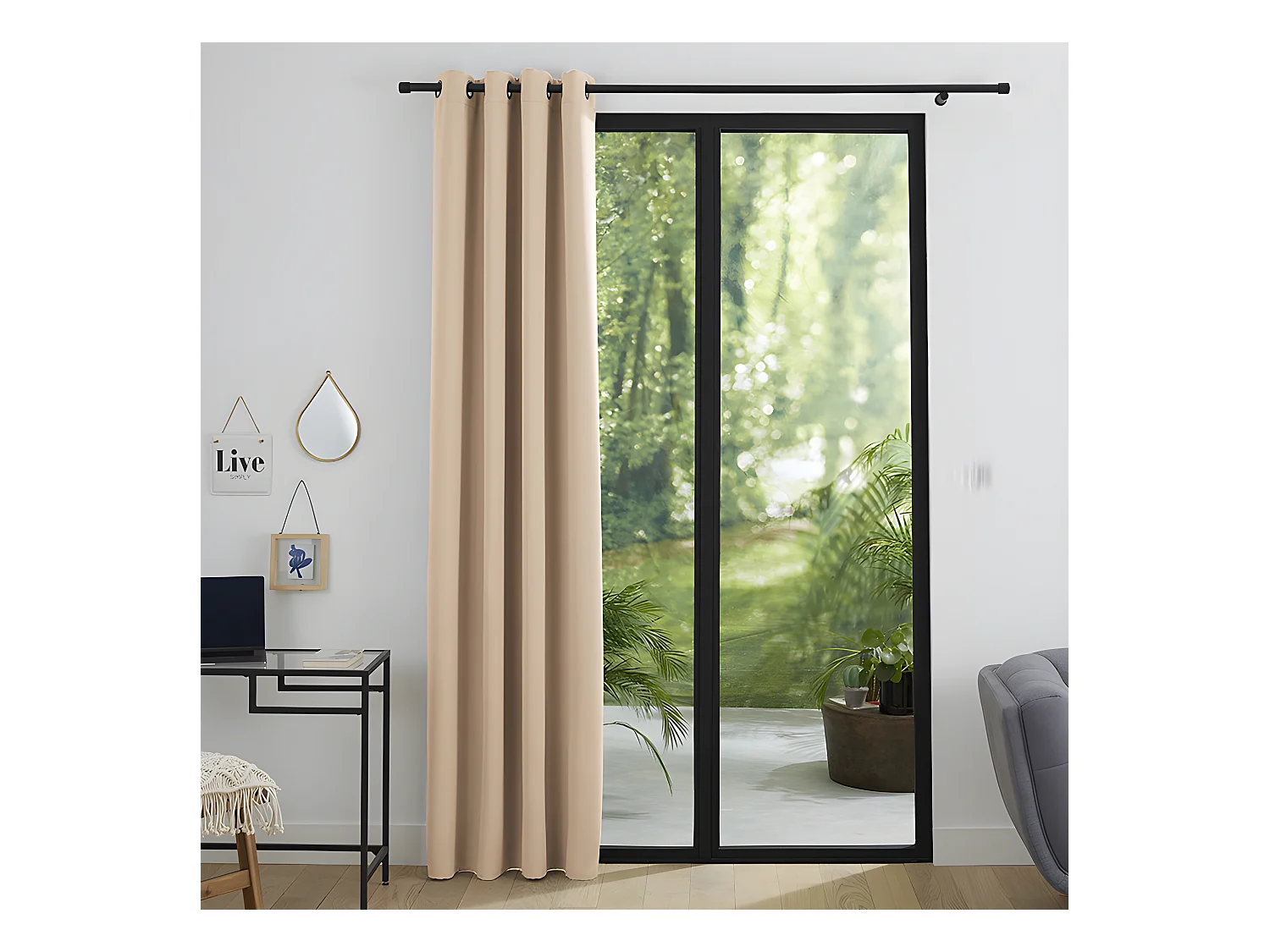 Rideau Occultant 140 X 260 Cm - Rideau Occultant Beige - 1 Panneau Occultant 140 X 260 Cm