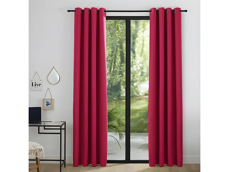 Lot De 2 Rideaux Occultant Rouge 140 X 260 Cm