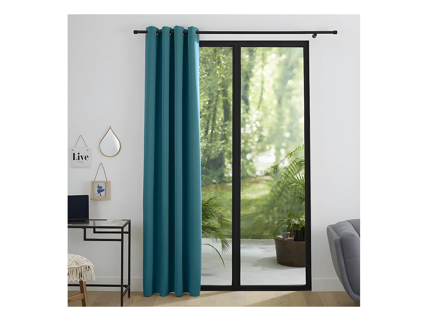 Rideau occultant 140 x 260 cm "Night" Turquoise