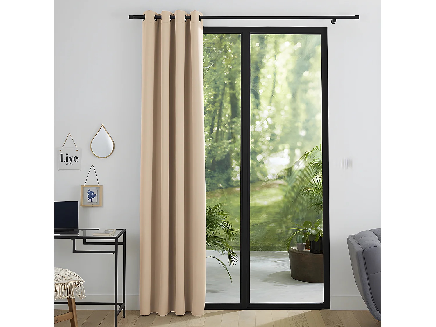 Rideau Occultant Beige Clair 140 X 260 Cm