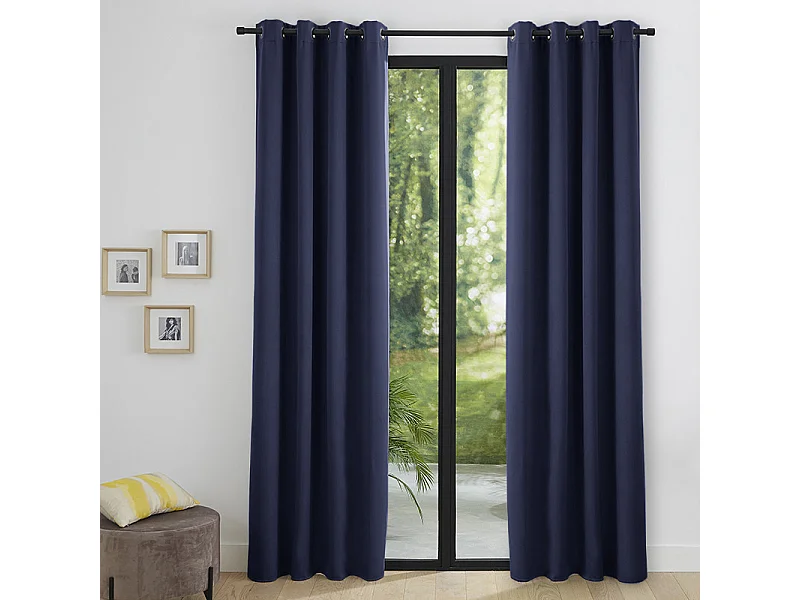 Lot de 2 rideaux occultant phonique et thermique doublé polaire "Arctique" Marine