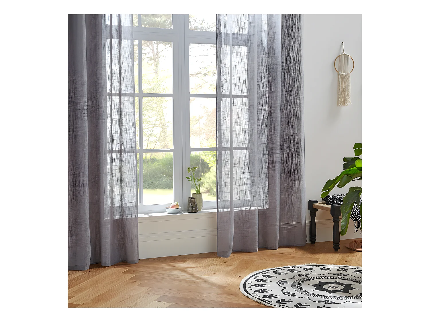 Voilage tissé sablé "Alton" 140 x 240 cm Atmosphera