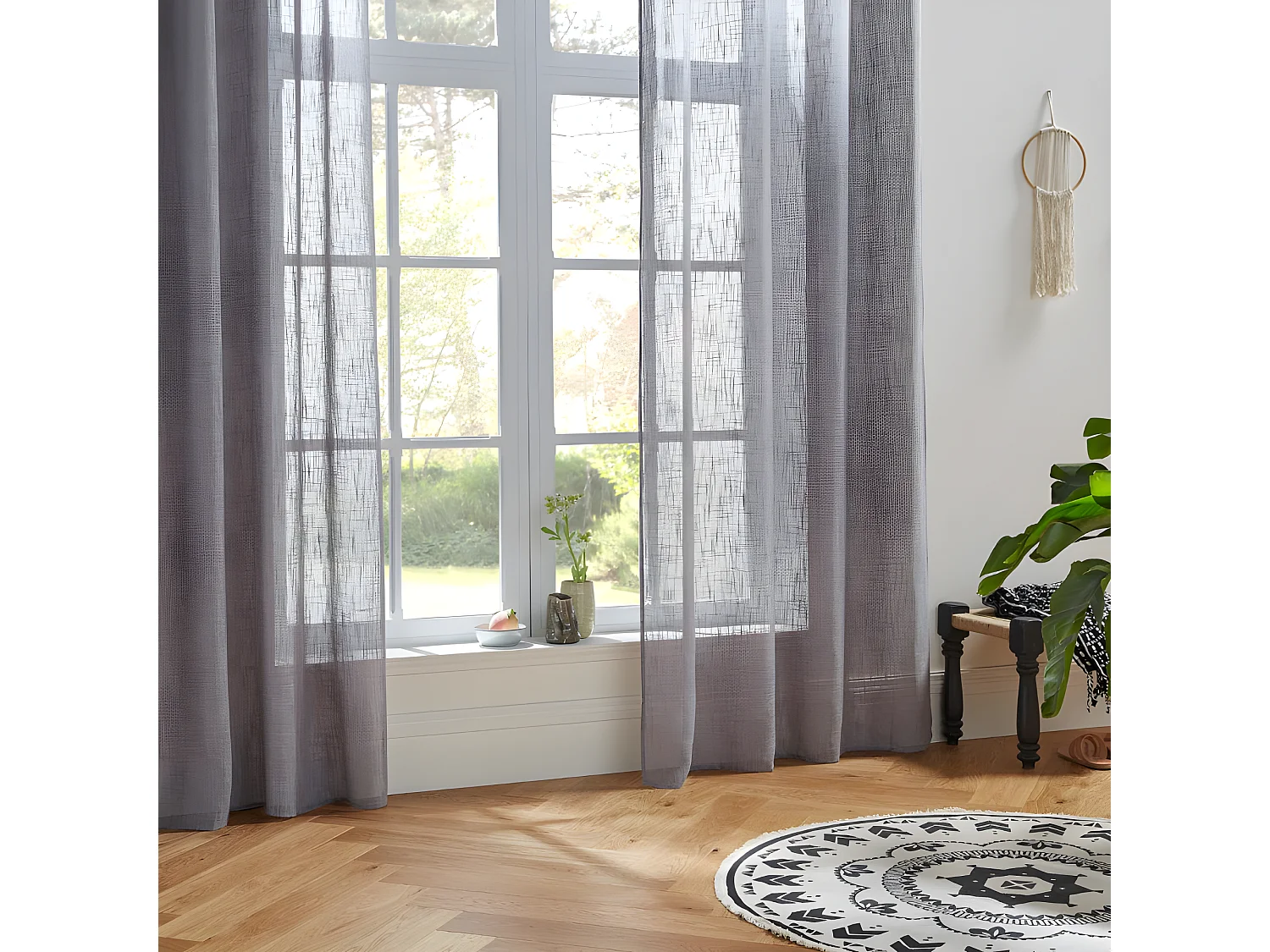 Voilage tissé sablé "Alton" 140 x 240 cm Atmosphera