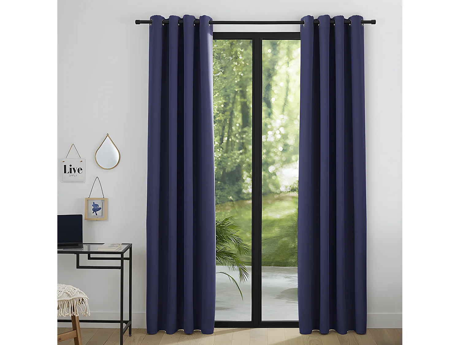 Lot De 2 Rideaux Occultant Marine 140 X 260 Cm