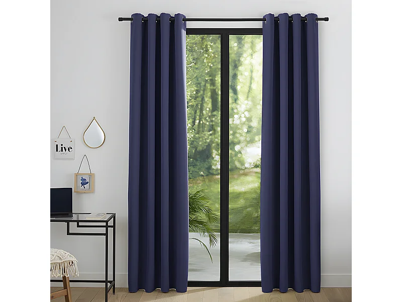 Lot De 2 Rideaux Occultant Marine 140 X 260 Cm