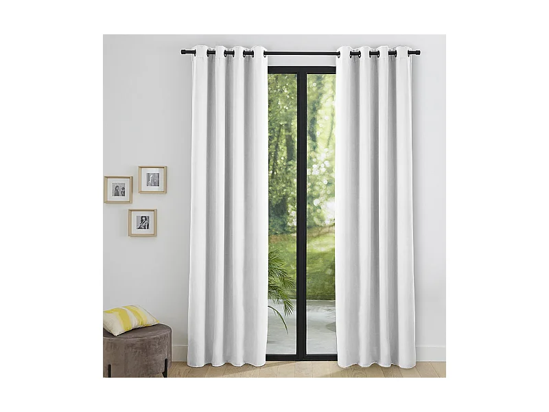 Lot de 2 rideaux occultant phonique et thermique doublé polaire "Arctique" Blanc