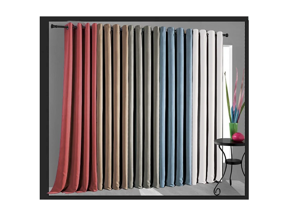 Lot de 2 rideaux occultant phonique et thermique doublé polaire "Arctique" Blanc