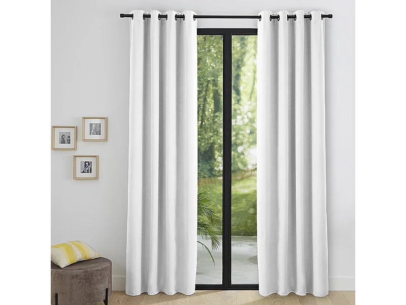 Lot de 2 rideaux occultant phonique et thermique doublé polaire "Arctique" Blanc