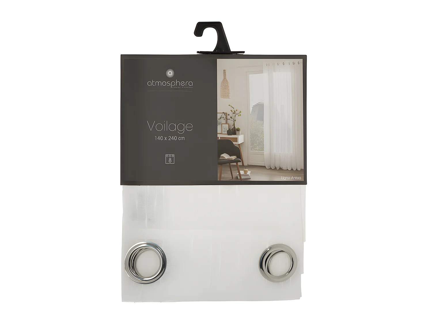 Voilage tissé Plumetis "Anissa" 140 x 240 cm Atmosphera