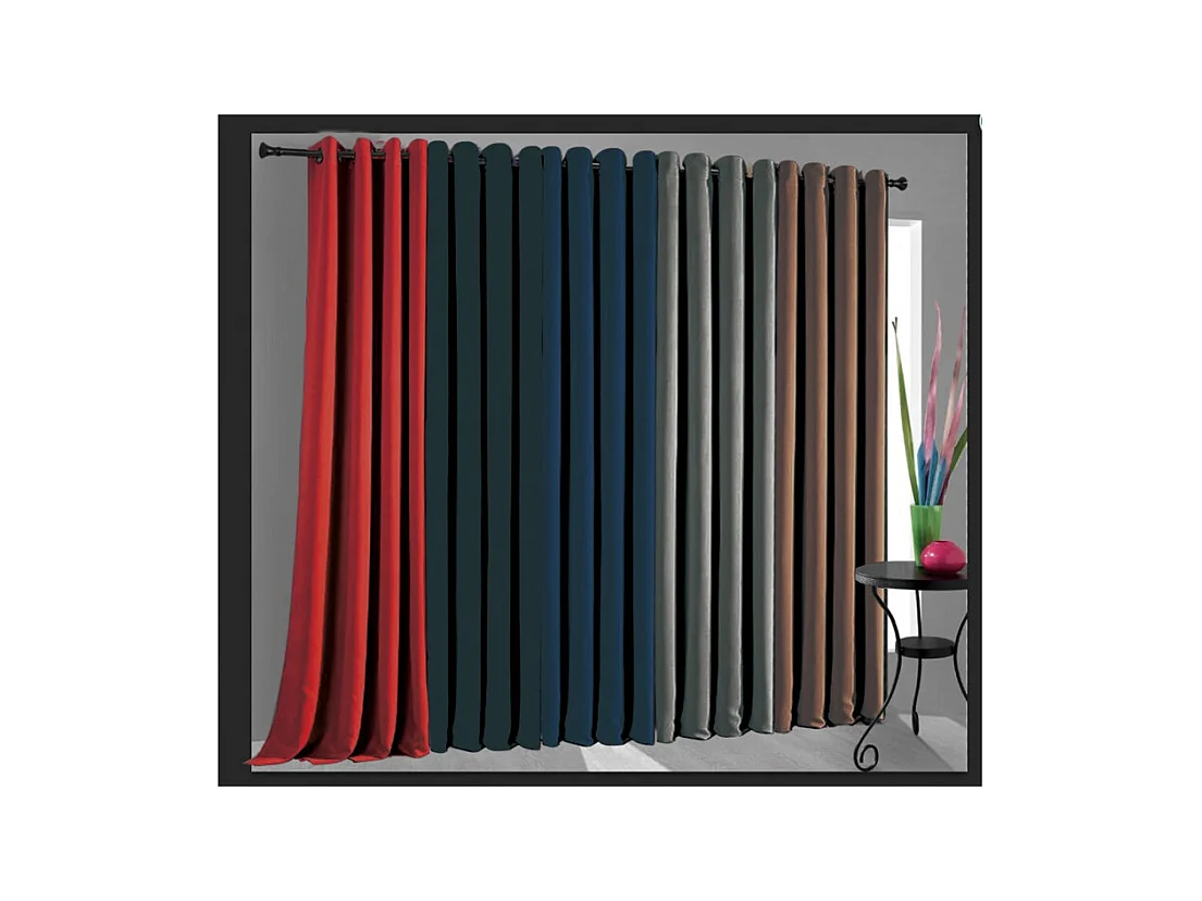 Rideau occultant phonique et thermique doublé polaire "Arctique" Piment
