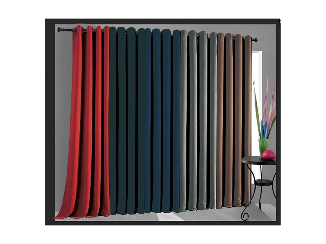 Rideau occultant phonique et thermique doublé polaire "Arctique" Piment