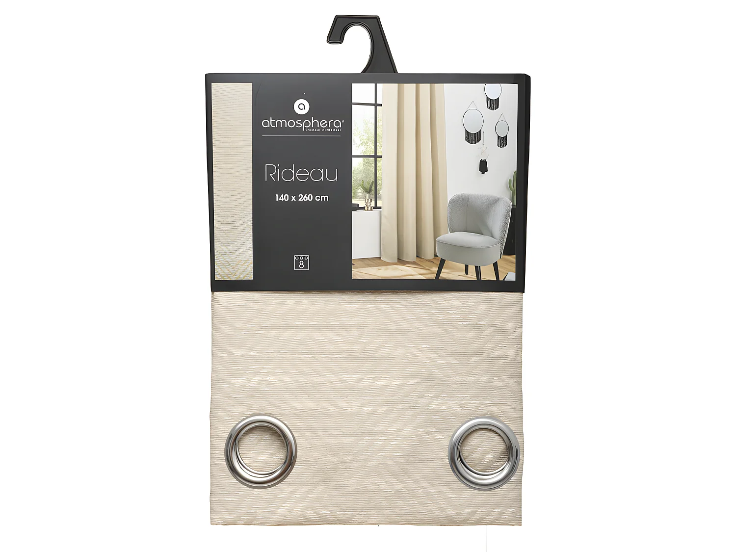 Rideau à œillets "Jacquard Geo" 140 x 260 cm Atmosphera