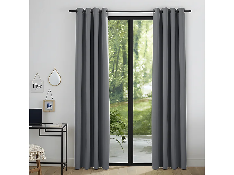 Lot de 2 Rideaux occultants 140 x 260 cm "Night" Anthracite
