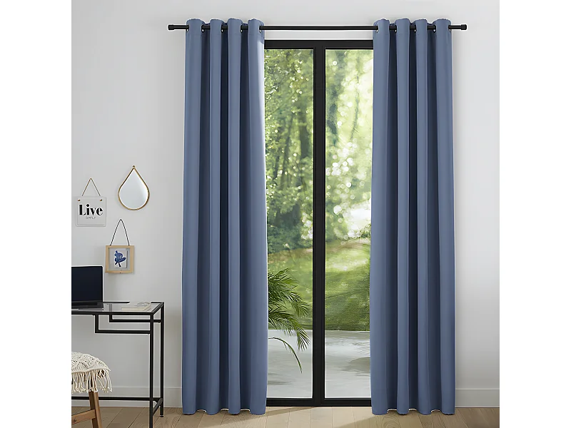 Lot de 2 Rideaux occultant 140 x 260 cm "Night" Bleu Tendre