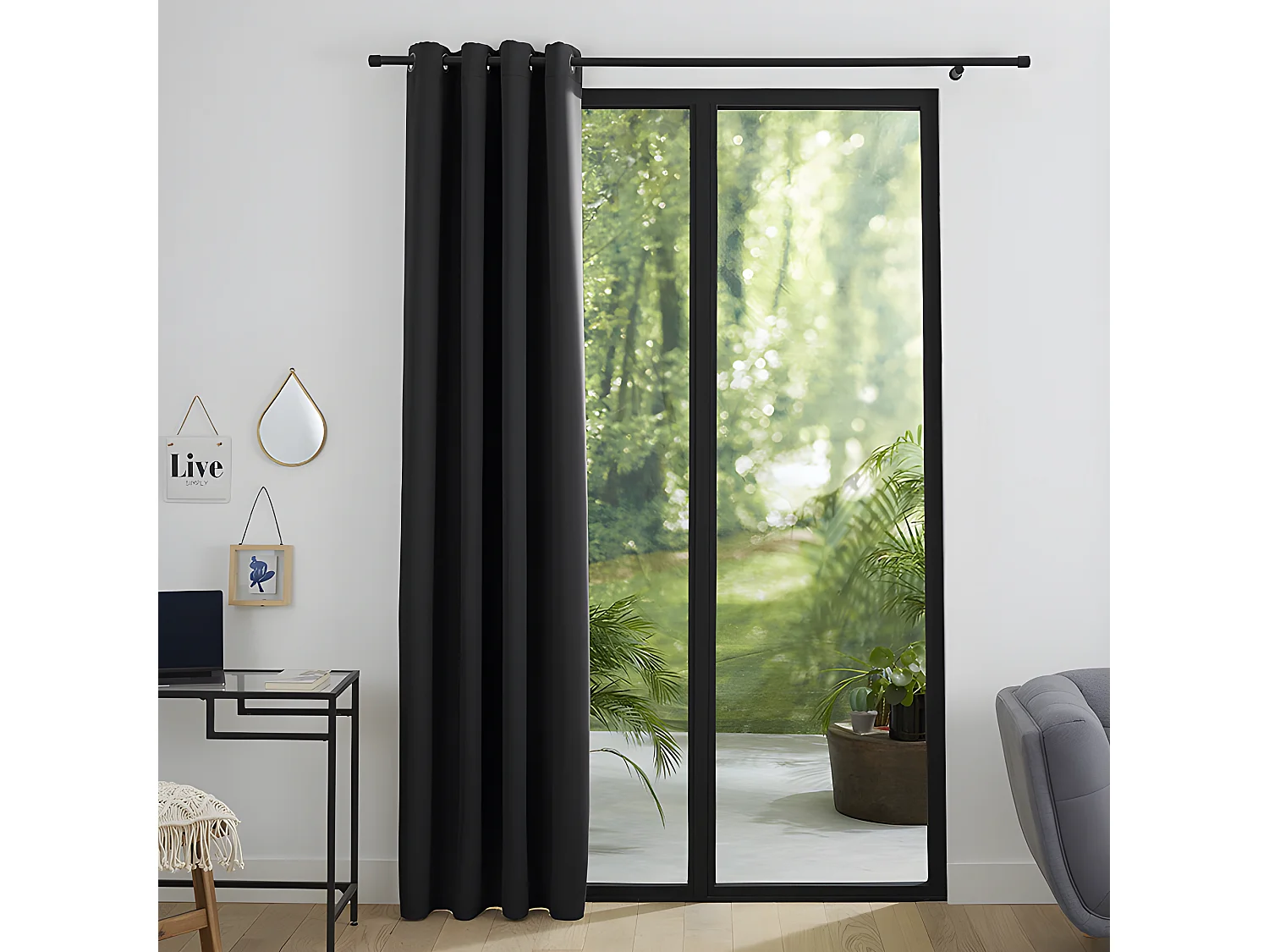 Rideau Occultant Noir 140 X 260 Cm