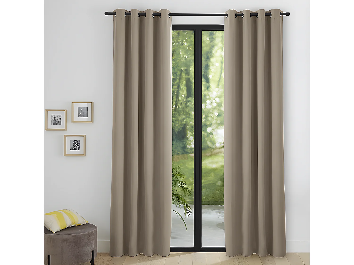 Lot De 2 Rideaux Occultant Thermique Ficelle 140 X 260 Cm