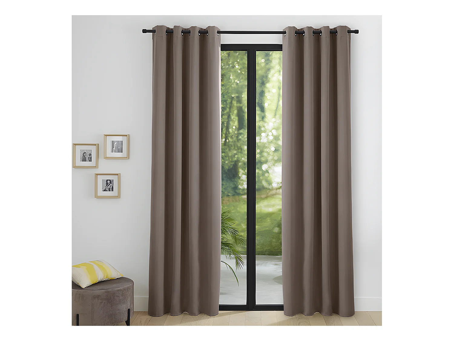 Lot De 2 Rideaux Occultant Thermique Taupe 140 X 260 Cm