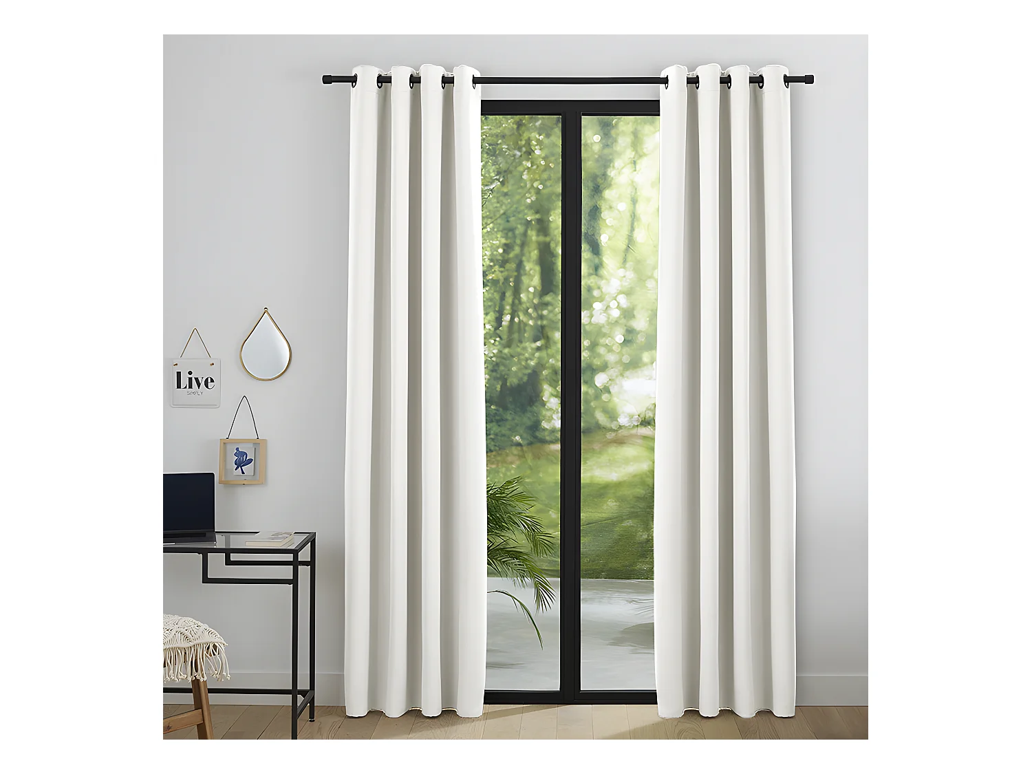 Lot De 2 Rideaux Occultant Blanc 140 X 260 Cm