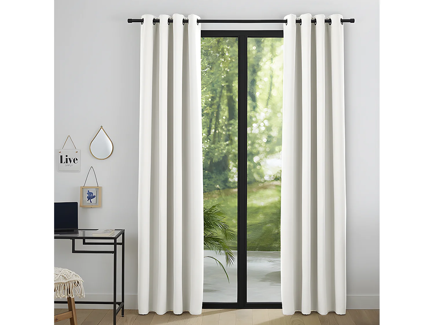 Lot De 2 Rideaux Occultant Blanc 140 X 260 Cm