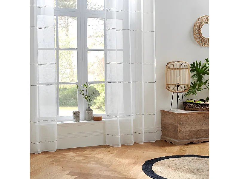 Voilage tissé lignes horizontales "Indi" 140 x 240 cm Atmosphera