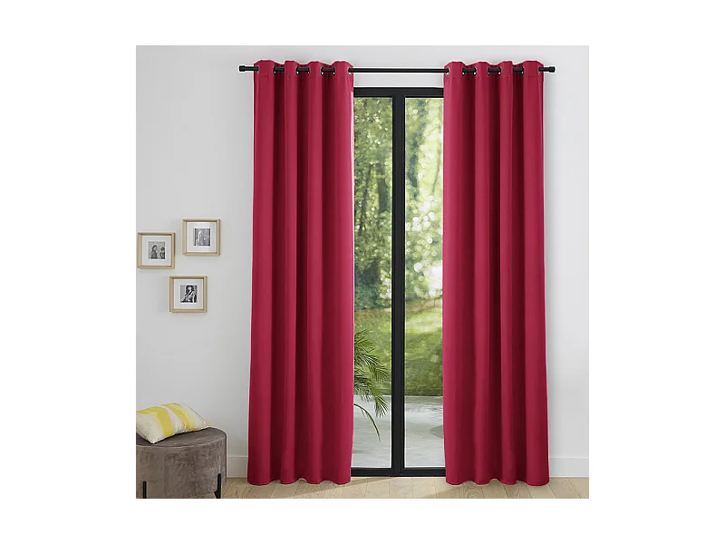 Lot de 2 rideaux occultant phonique et thermique doublé polaire "Arctique" Piment
