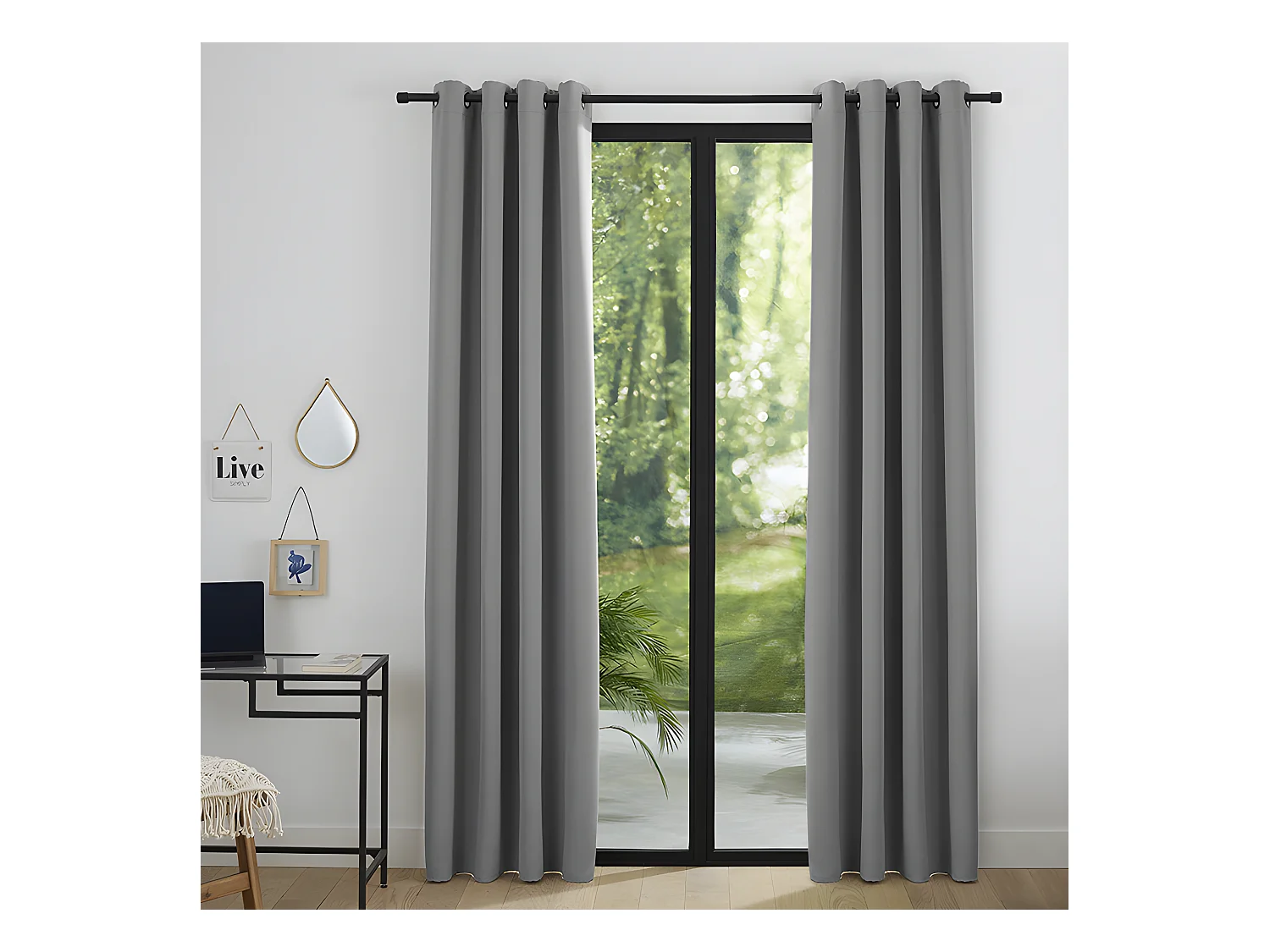 Lot De 2 Rideaux Occultant Gris Clair 140 X 260 Cm