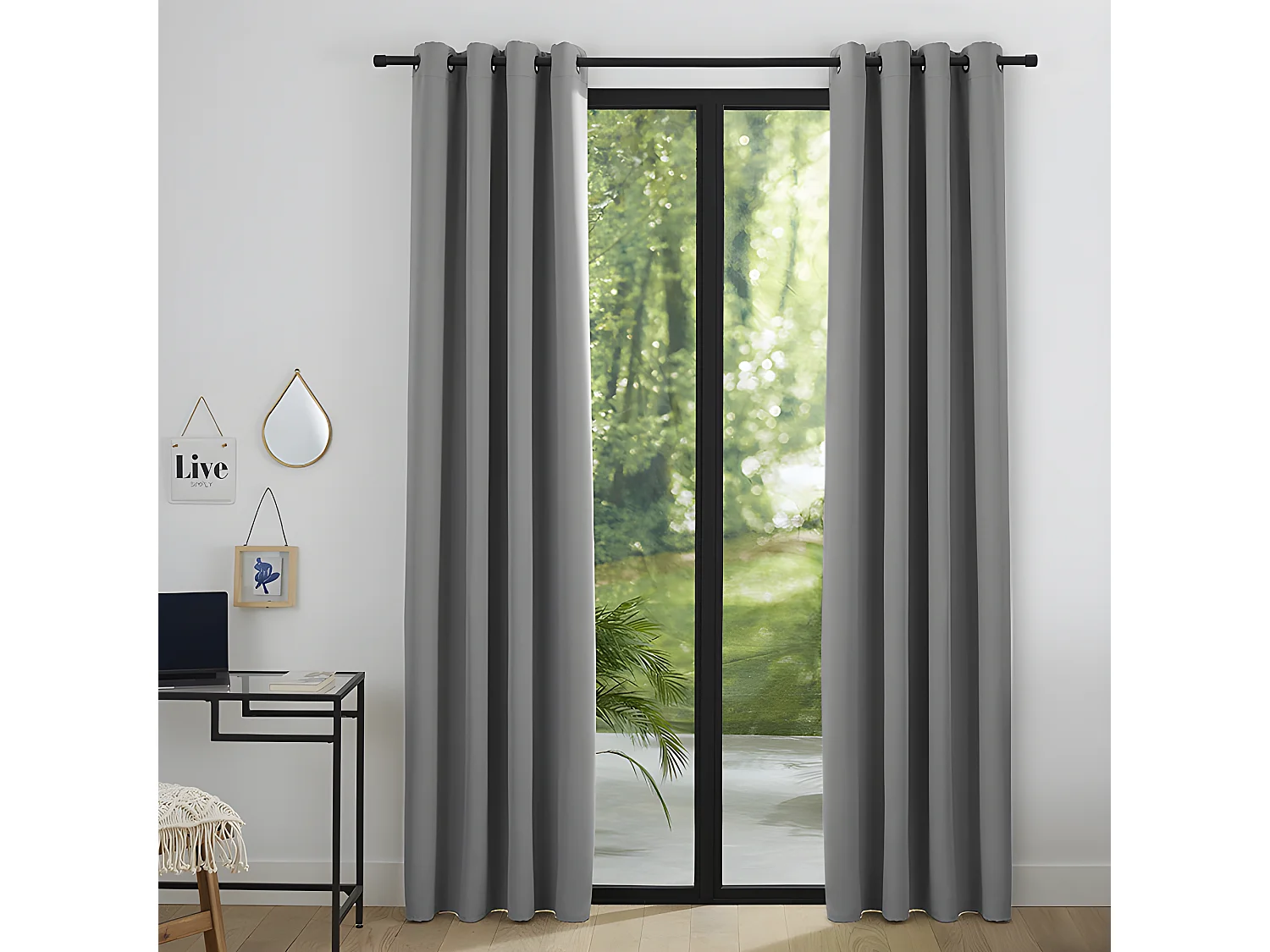 Lot De 2 Rideaux Occultant Gris Clair 140 X 260 Cm