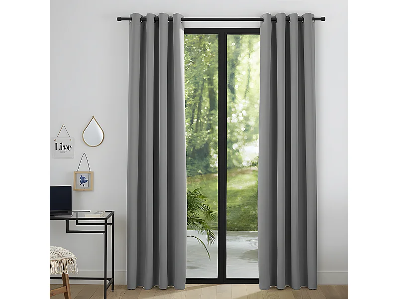 Lot De 2 Rideaux Occultant Gris Clair 140 X 260 Cm