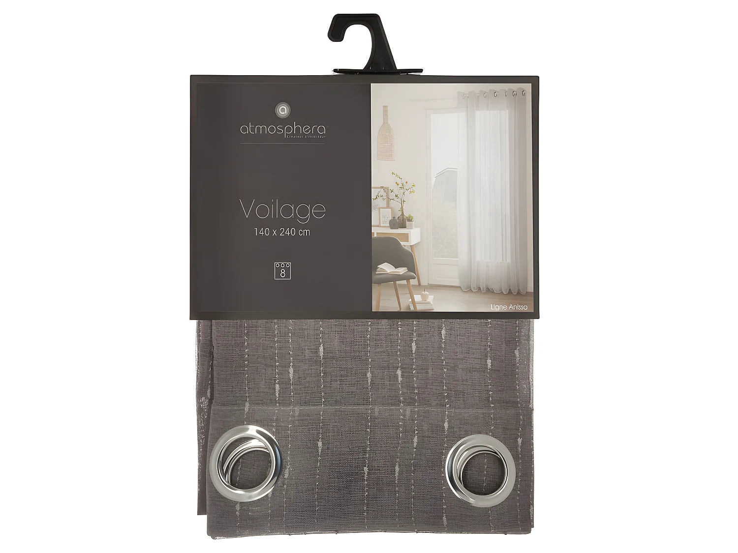Voilage tissé Plumetis "Anissa" 140 x 240 cm Atmosphera