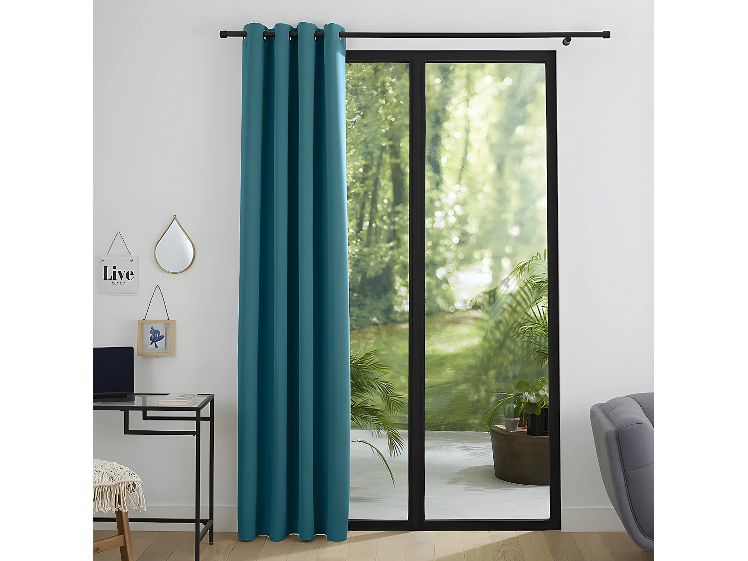 Rideau Occultant Turquoise 140 X 260 Cm