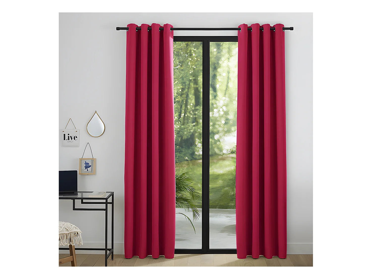 Lot De 2 Rideaux Occultant Rouge 140 X 260 Cm