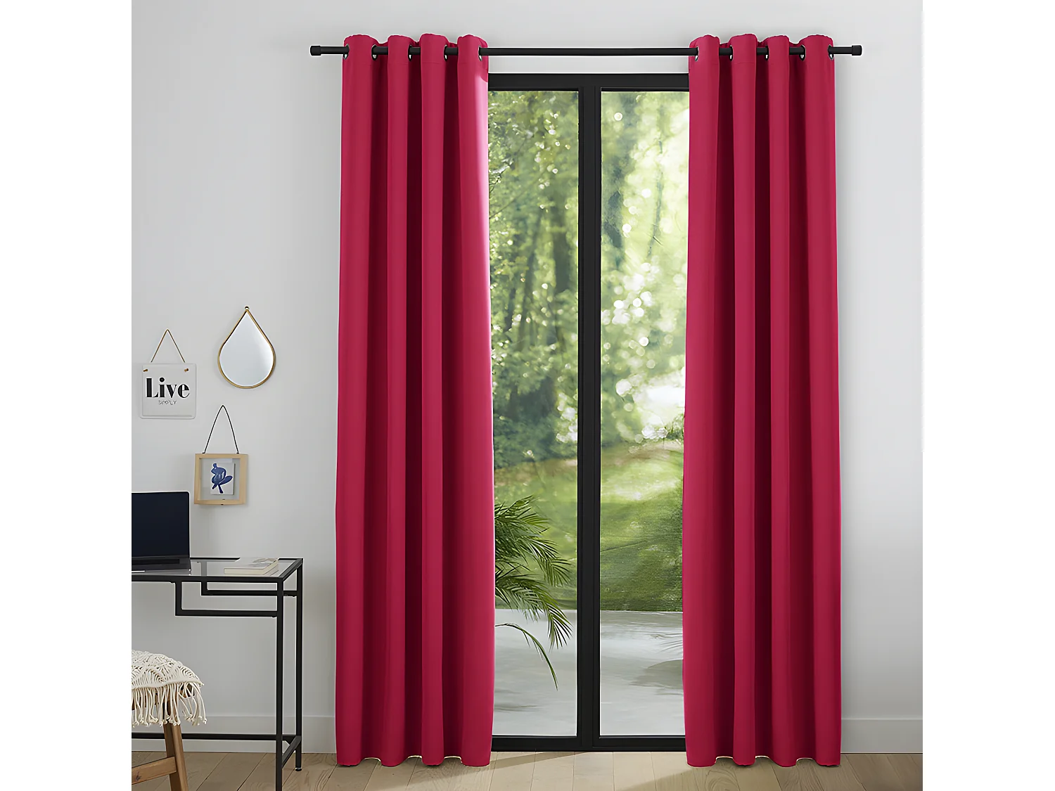 Lot De 2 Rideaux Occultant Rouge 140 X 260 Cm