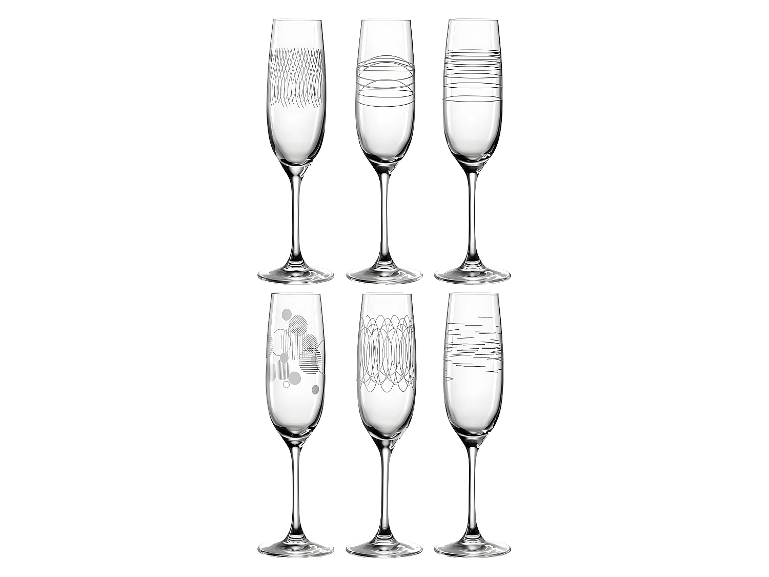 Lot de 6 coupes à champagne gravées 130ml Transparent  Leonardo
