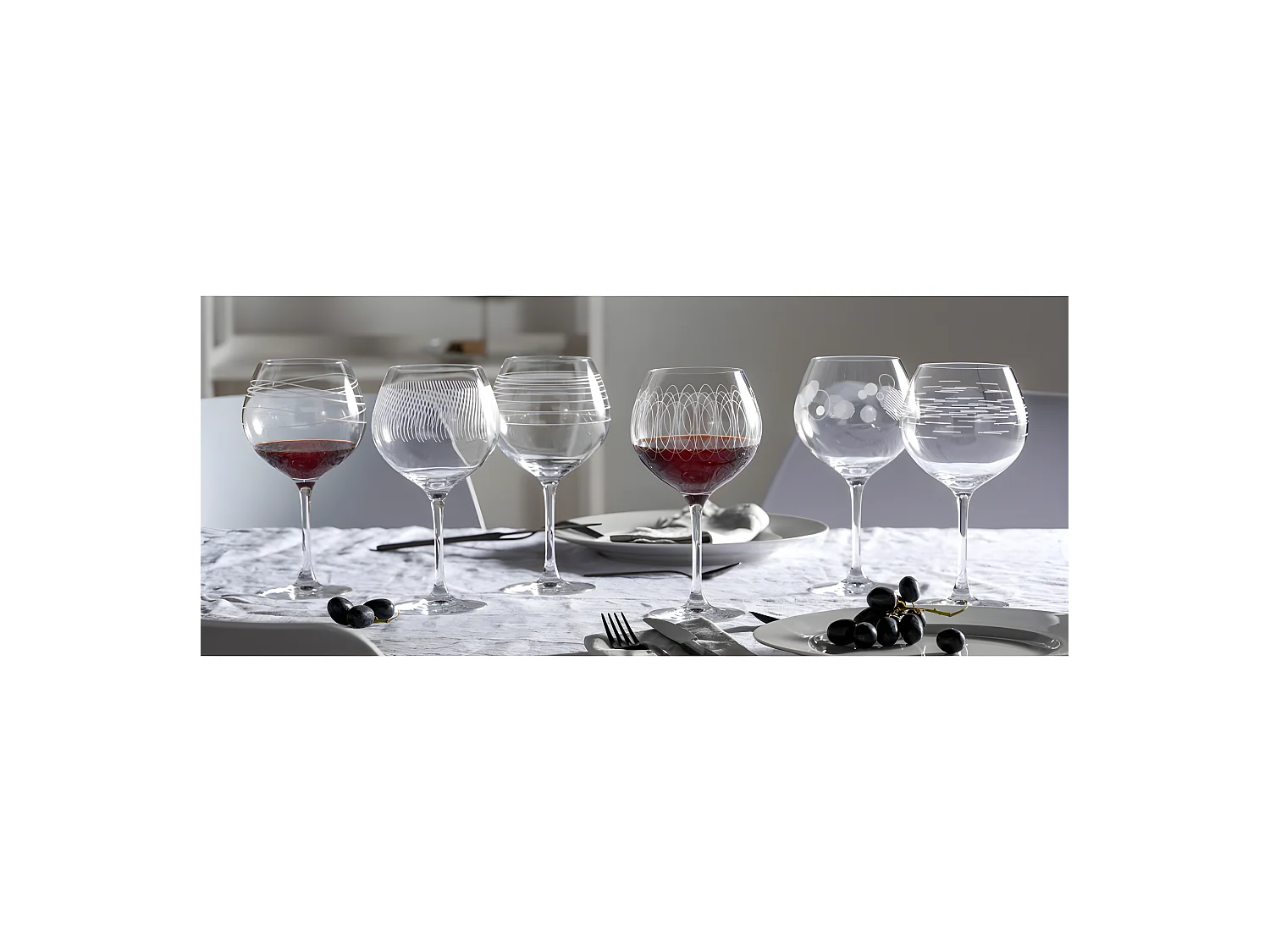 Lot de 6 verres à Bourgogne gravés 630ml Transparent  Leonardo