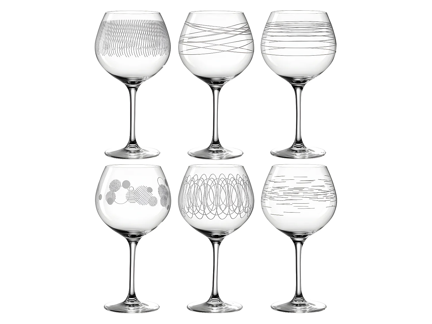 Set di 6 bicchieri da Borgogna incisi 630ml