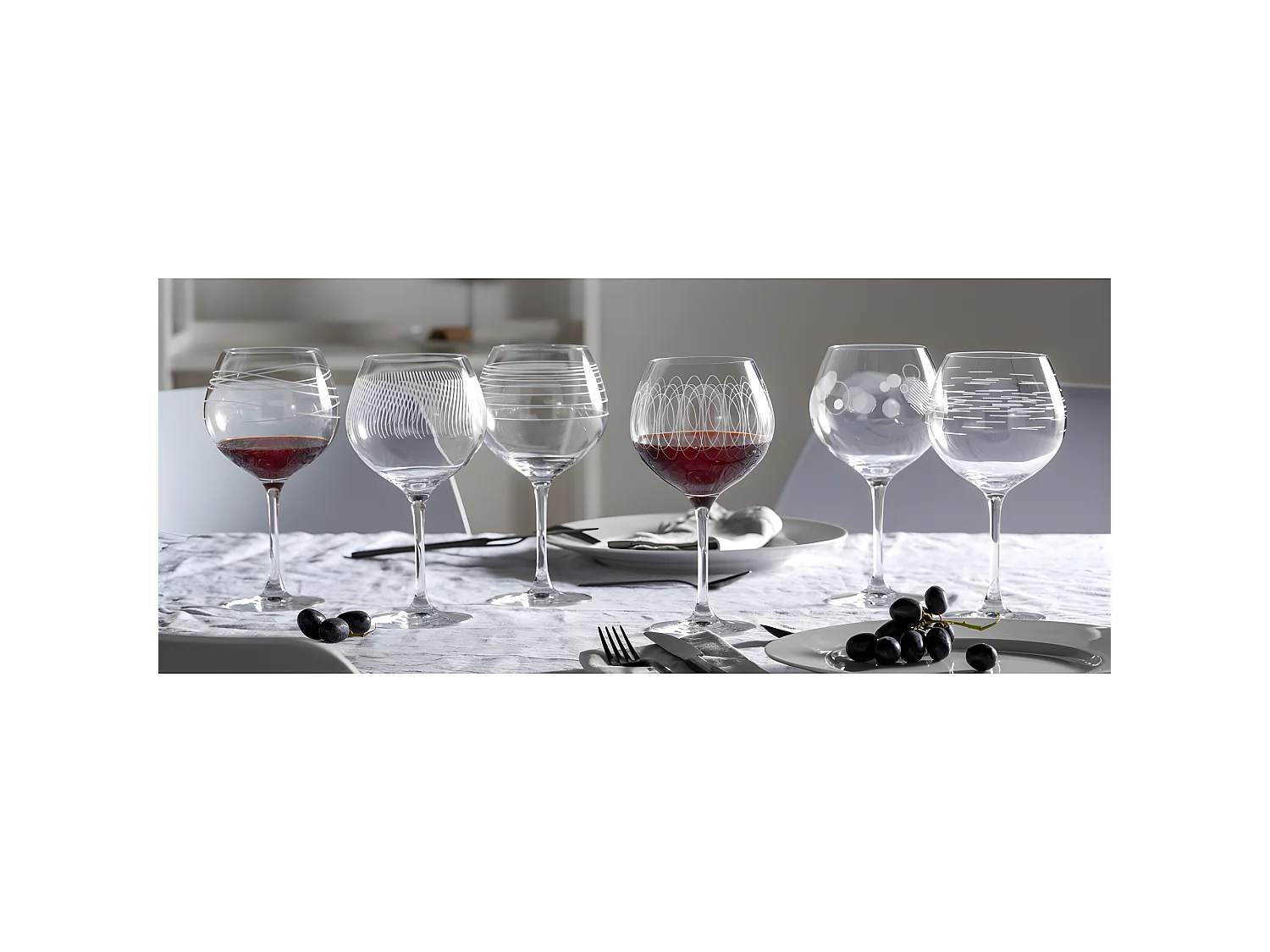 Set di 6 bicchieri da Borgogna incisi 630ml