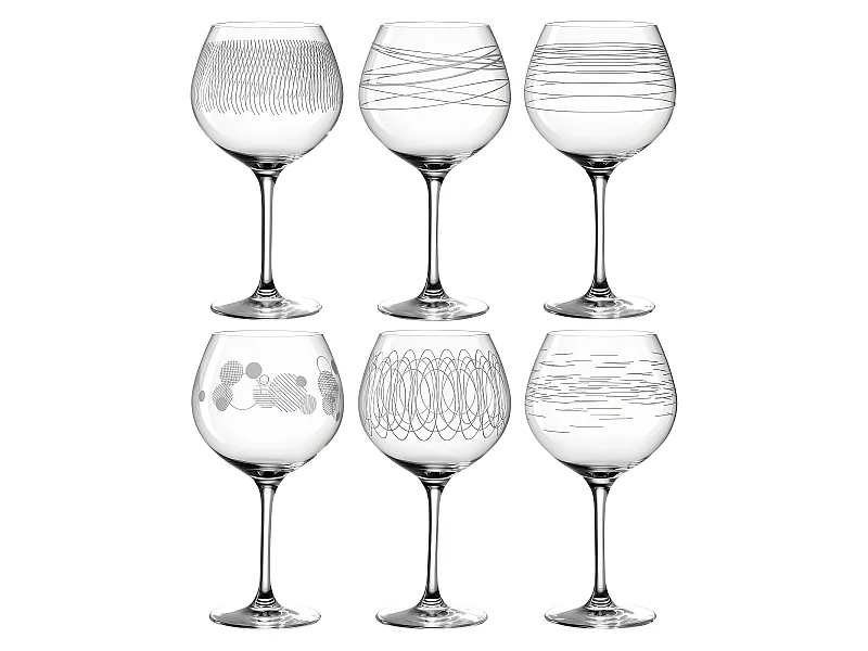 Set di 6 bicchieri da Borgogna incisi 630ml