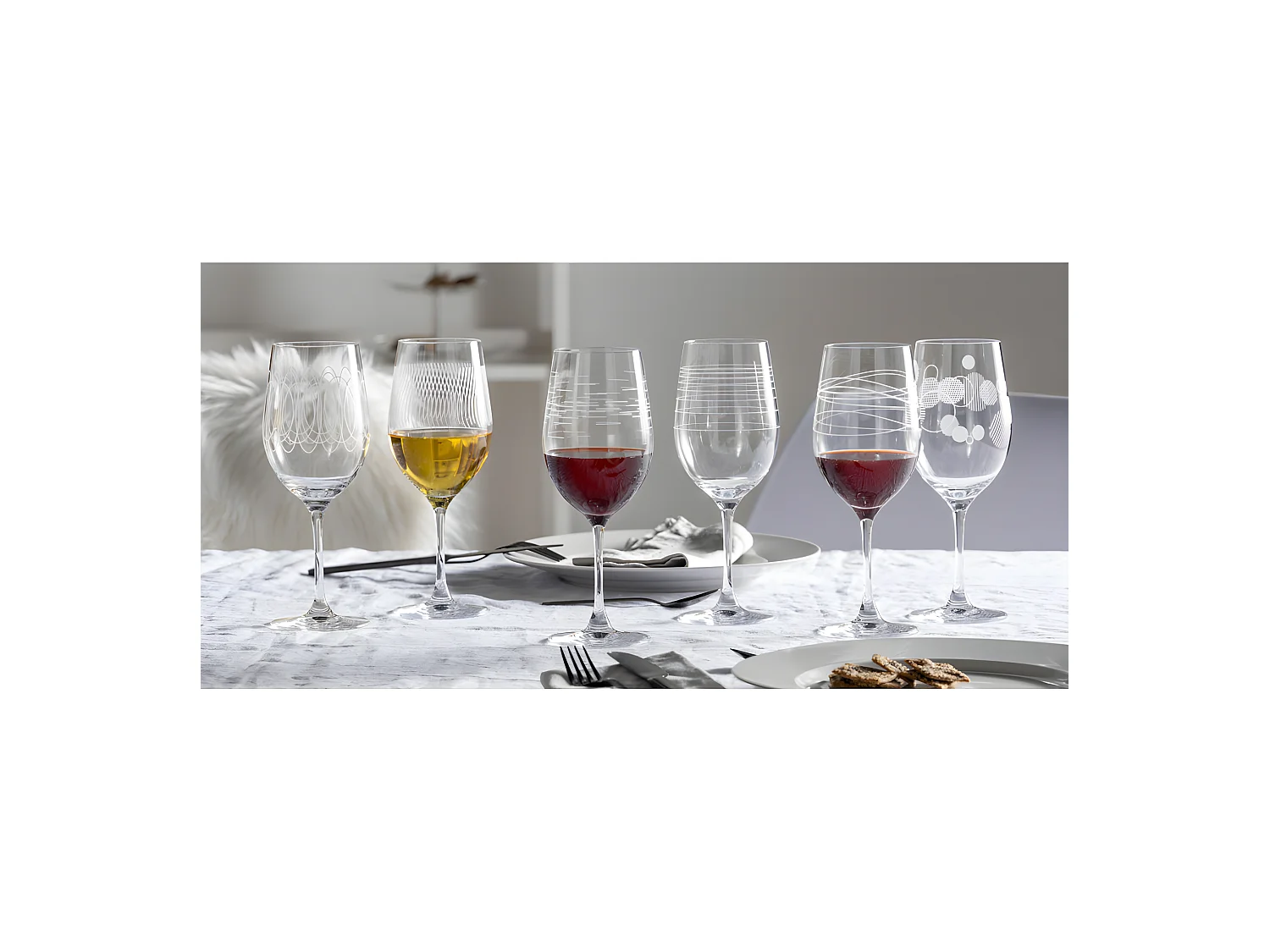 Lot de 6 verres à vin gravés 430ml Transparent  Leonardo