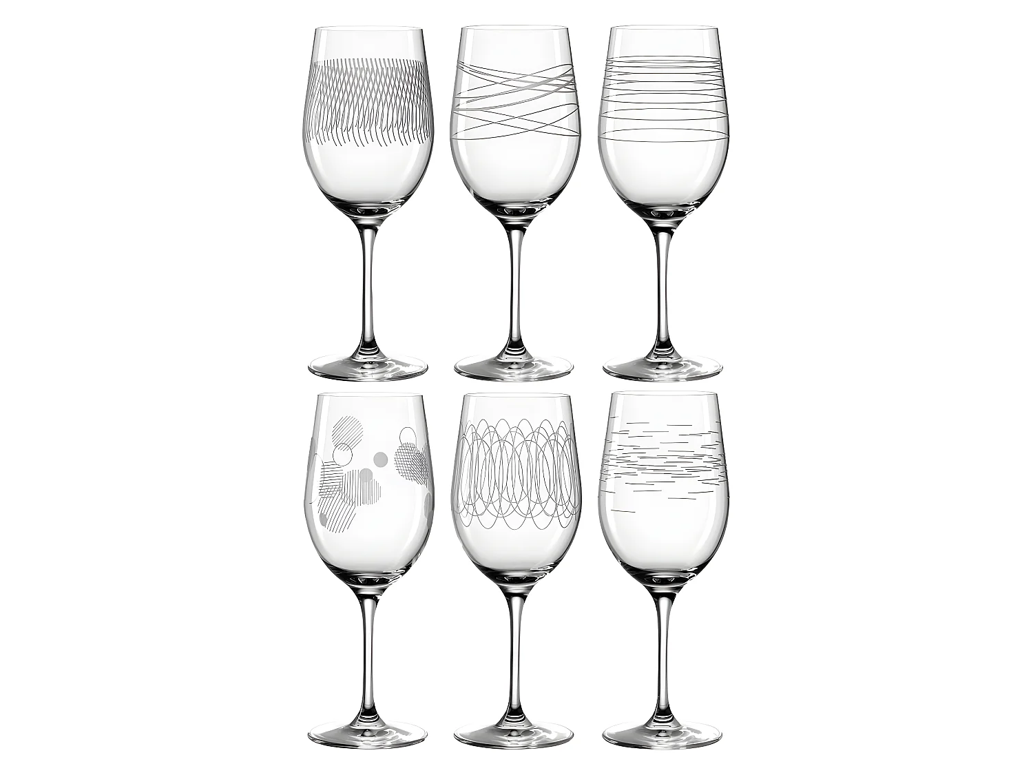 Set di 6 bicchieri da vino incisi 430ml