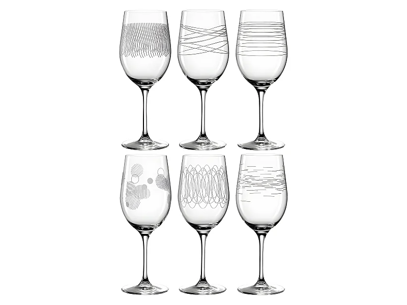 Set di 6 bicchieri da vino incisi 430ml