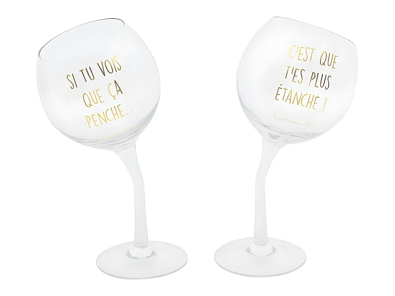 Lot de 2 verres penchés Transparent  La chaise longue