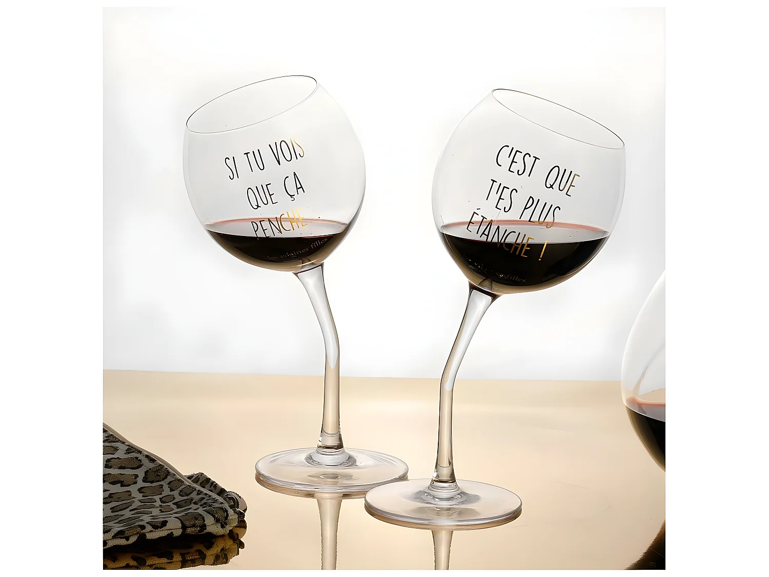 Lot de 2 verres penchés Transparent  La chaise longue