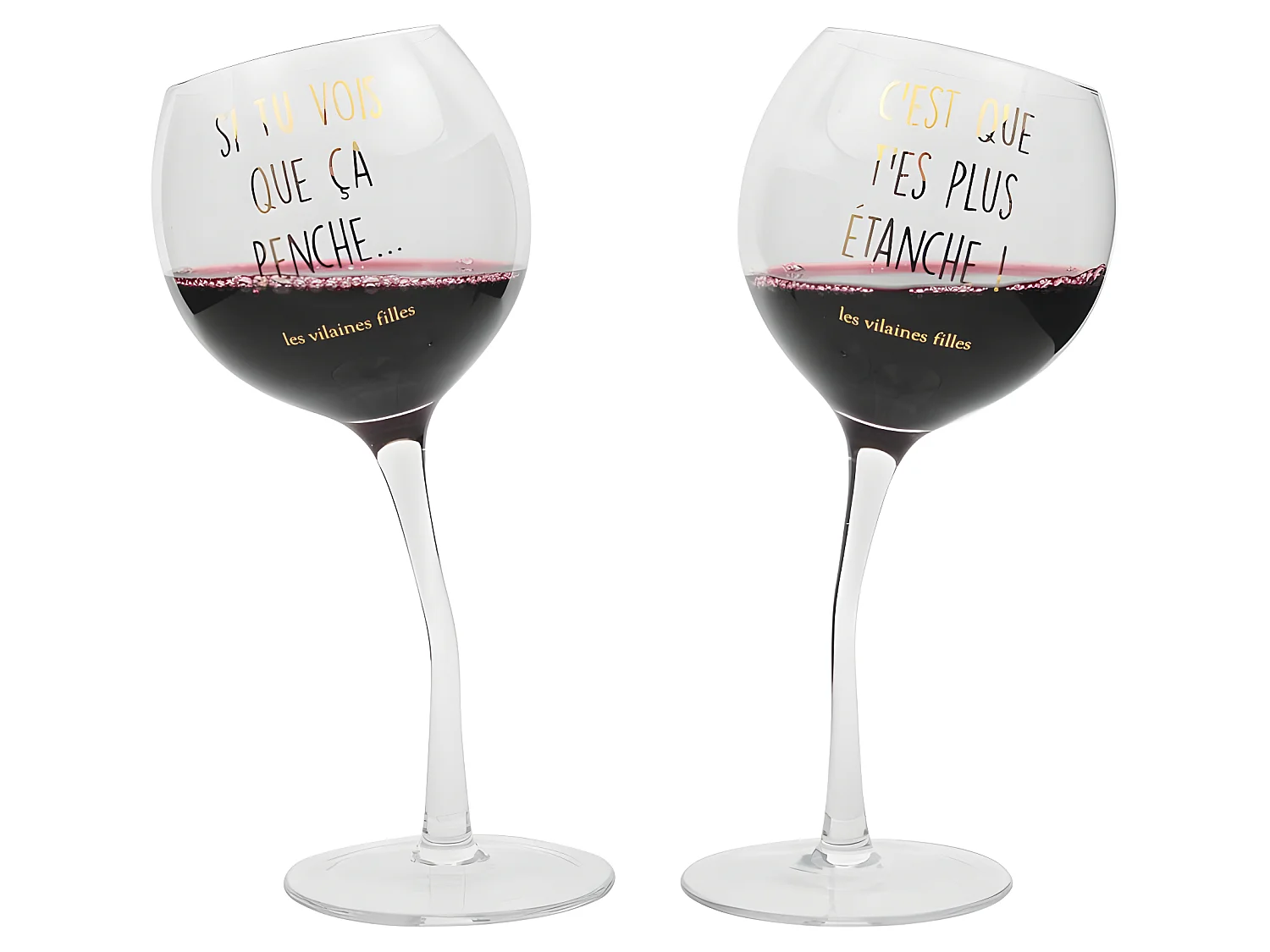 Lot de 2 verres penchés Transparent  La chaise longue